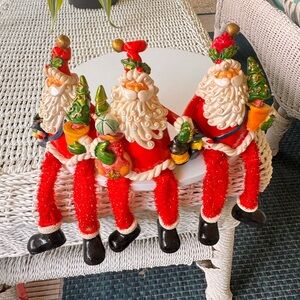 GANZ Santa Figurine Set - Red, Black, and Green